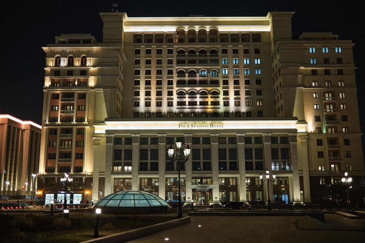 The Four Seasons hotel in front of Red Square.
