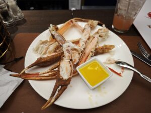 Dry as can be: This snow crab tasted as if it had been defrosted and reheated multiple times.